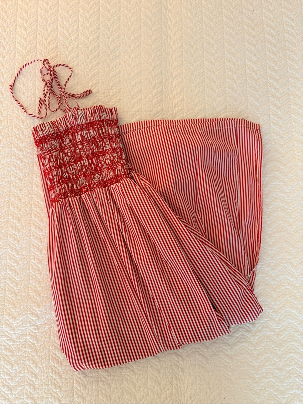 J. Crew Red and White Striped Midi Dress